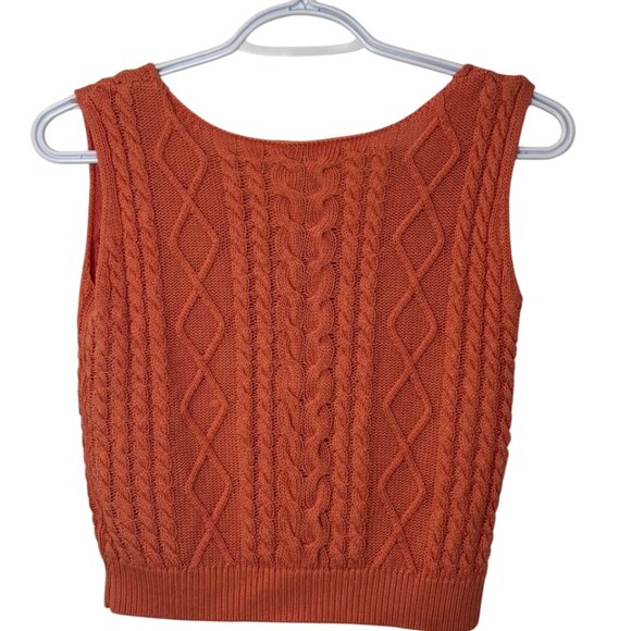 Shein orange cable knit sleeveless cropped sweater vest size 2 - Picture 3 of 4